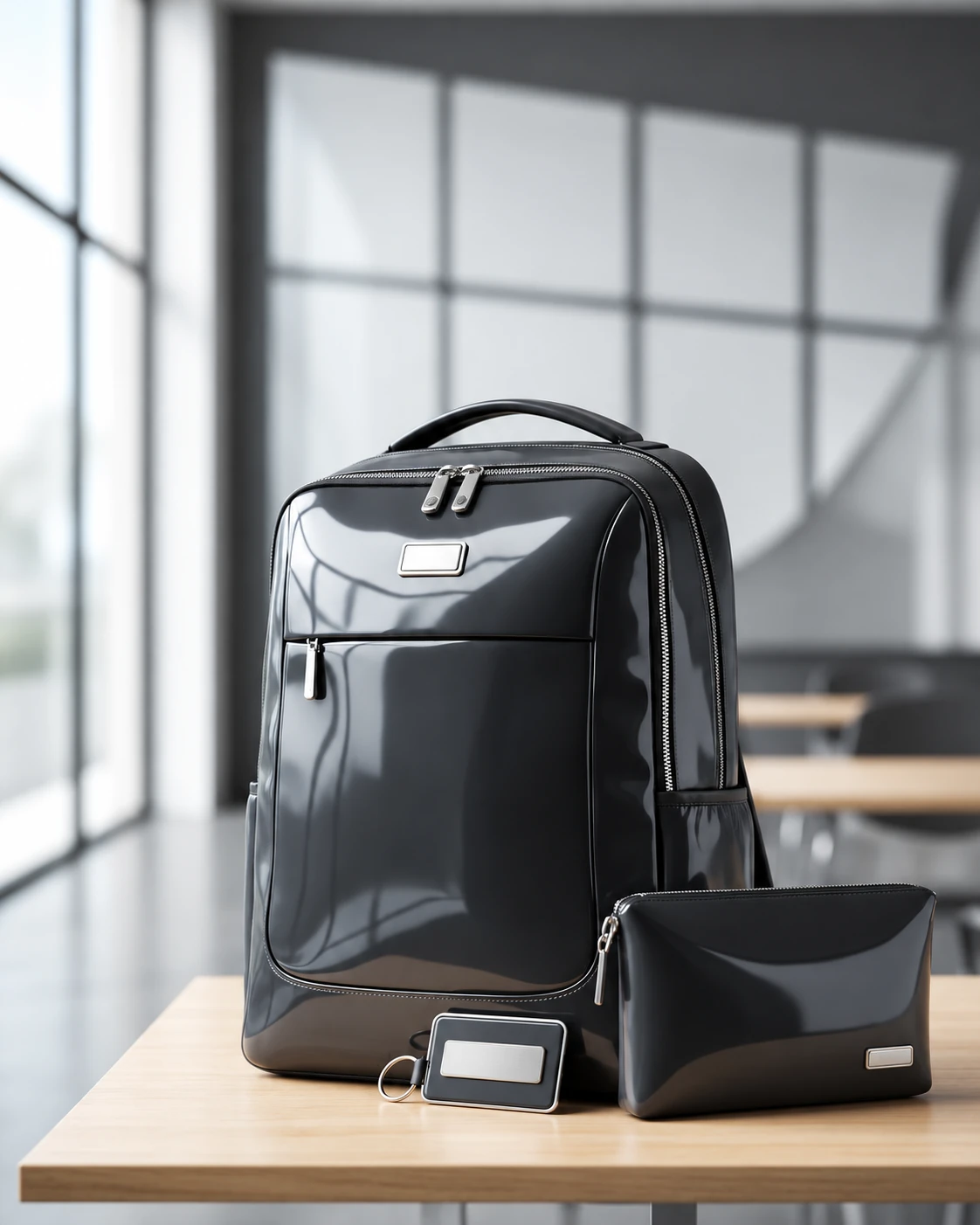 Mochila preta como referência de aplicação