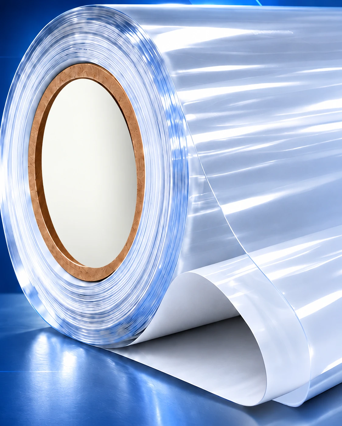 Bobina de Cristal com Papel, com filme transparente e papel separador